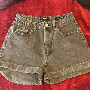 High rise mom shorts black denim